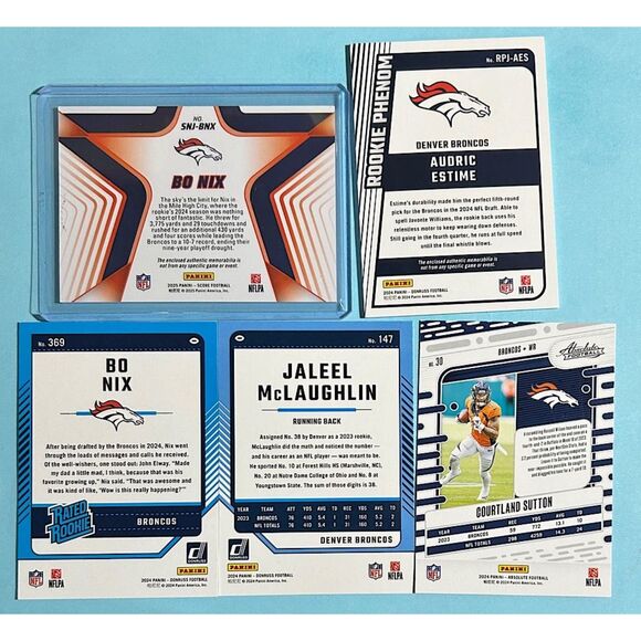 Broncos 5 Card lot#2 2025 Bo Nix Patch & RC, Audric Estime RC patch,C Sutton,++ - Picture 2 of 2